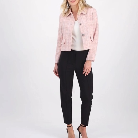 ✨ NWT Anne Klein Peony Pink Tweed Jacket / Blazer ✨ Size 14 - Picture 3 of 6